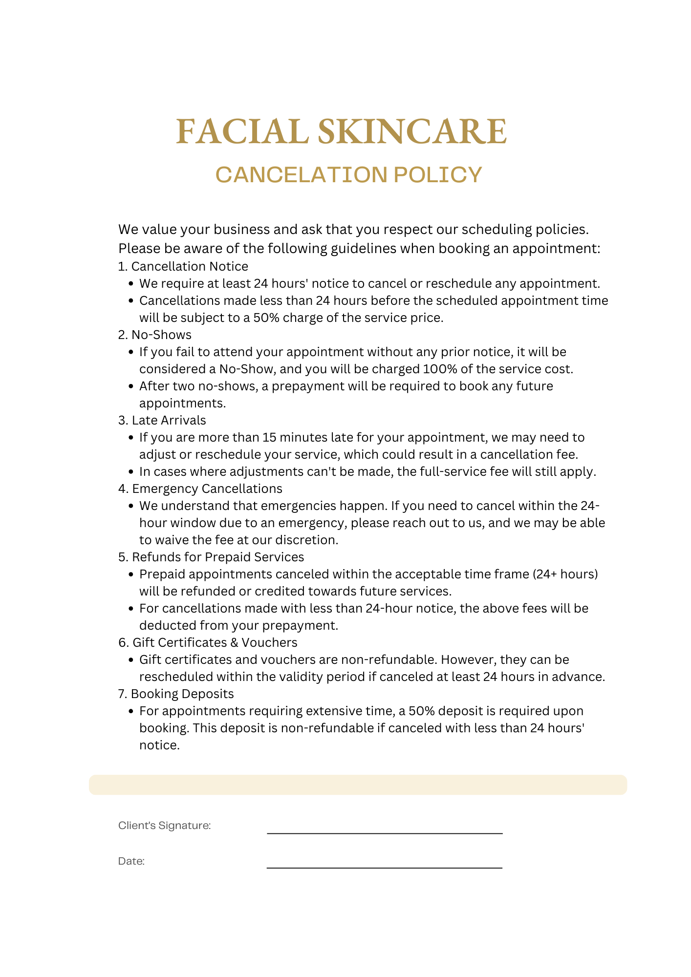 FACIAL SKINCARE CONSENT AND INTAKE FORM