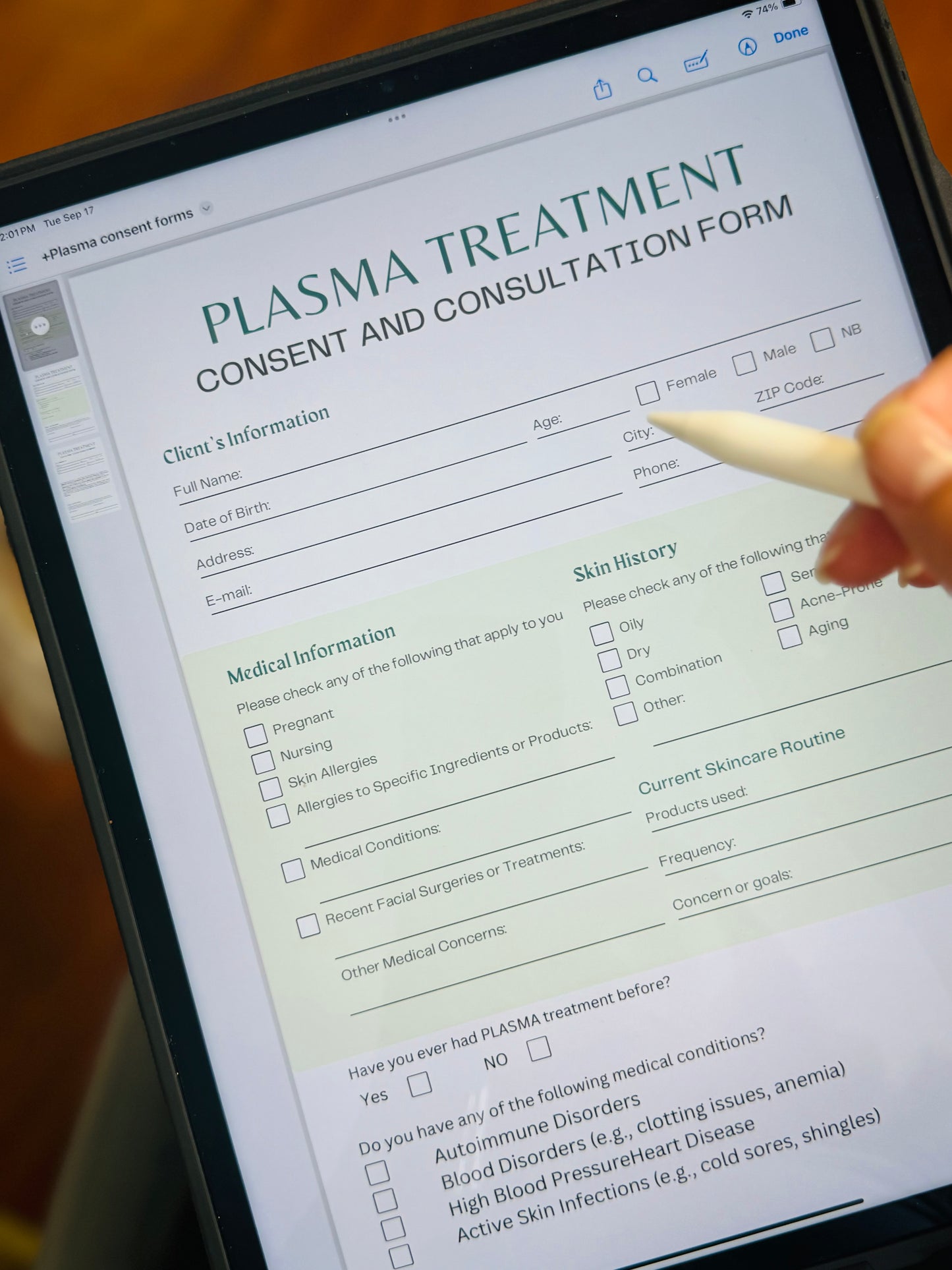 PLASMA DIGITAL CONSENT FORMS